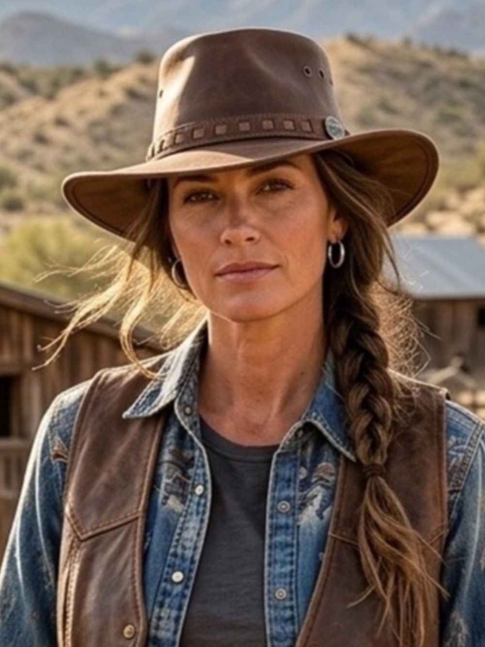 Rogue Brown Leather Western Outback Hat
